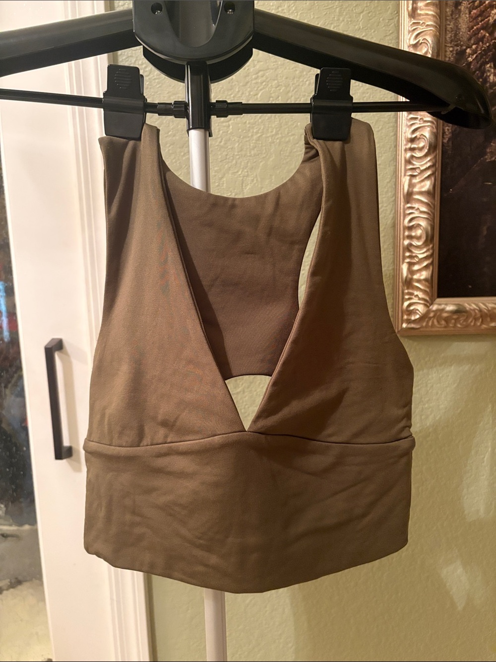 Olive green V-Neck Crop Bralette Tank Top - Women Intimates